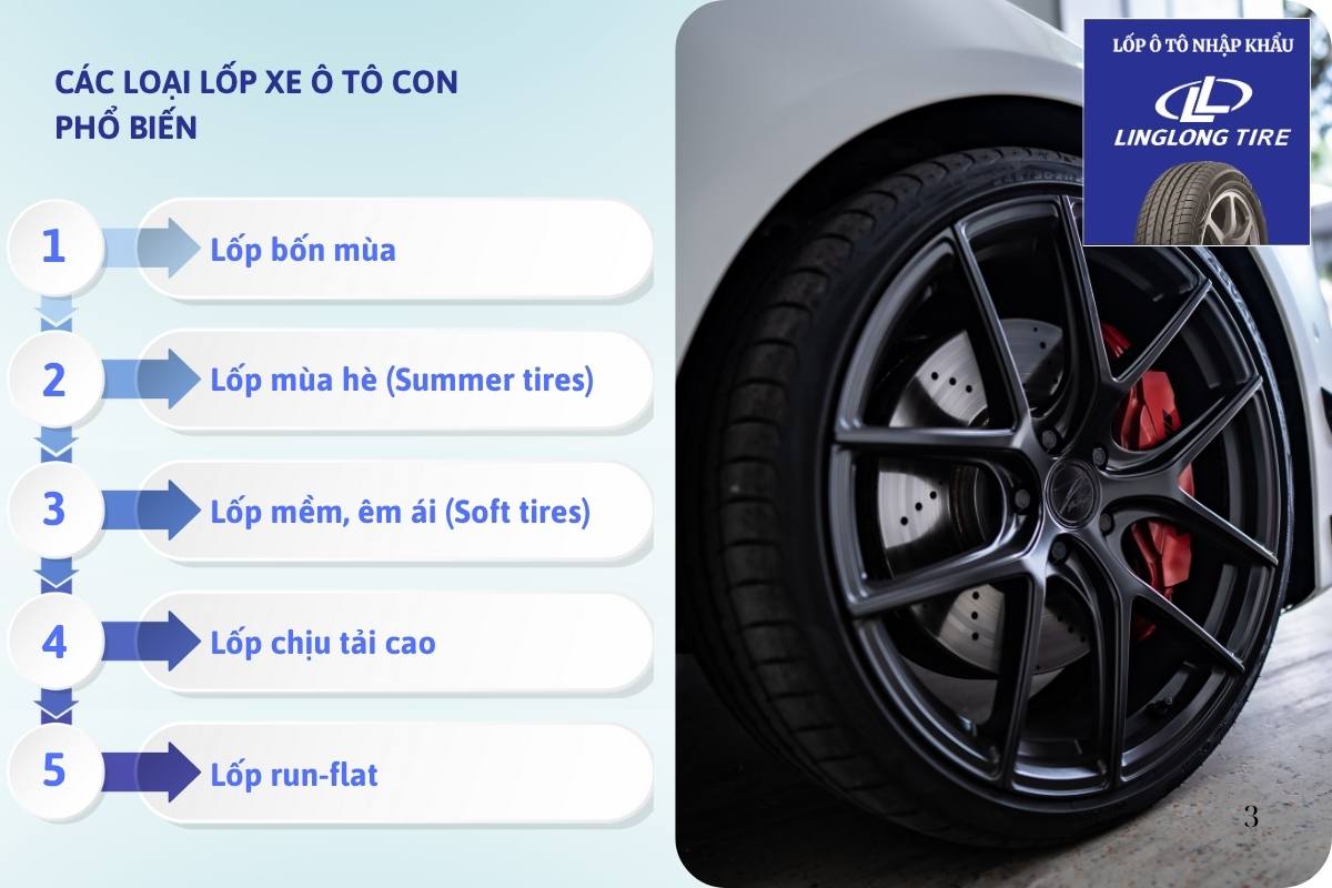 Các loại lốp xe ô tô con phổ biến trên thị trường