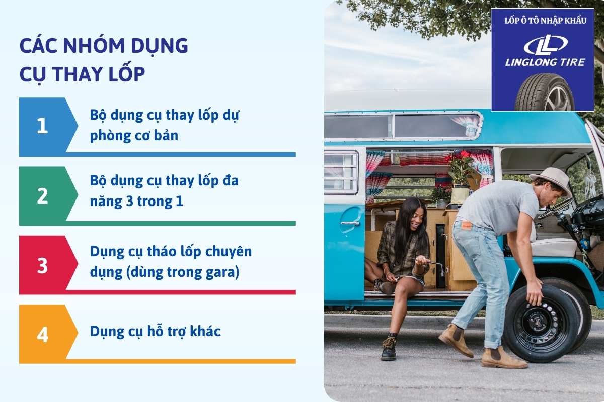 Các nhóm dụng cụ thay lốp ô tô phổ biến